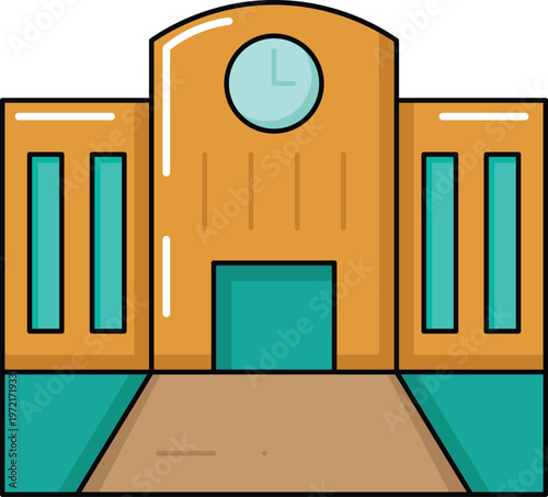 Design Train Station Illustration Flat Icon