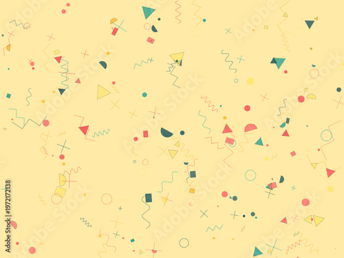 Bold Geometric Memphis Shapes Fun Colorful Abstract Background