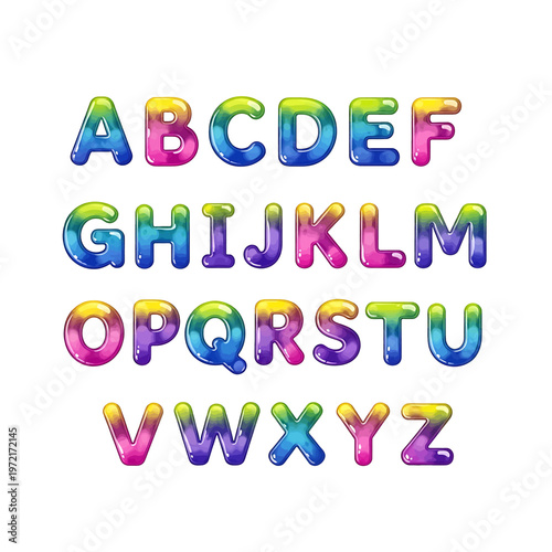 Multicolored shiny alphabet letters set 2.