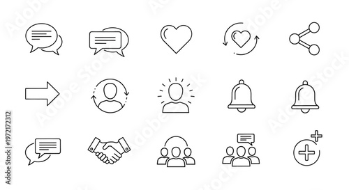 Communication and social media icons.