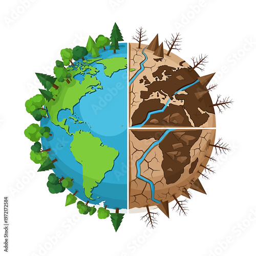 Earth divided into four climate zones.