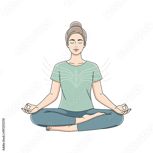 Woman in meditation sitting crosslegged 4.