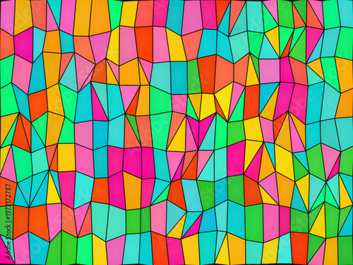 Gothic Stained Glass Window Colorful Polygon Mosaic Wallpaper