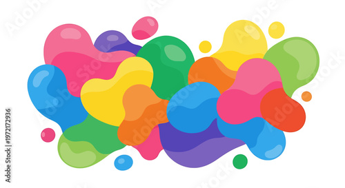 Colorful Bubbles Floating Together.