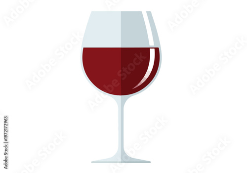 Elegant Glass of Rich Red Wine Isolated.