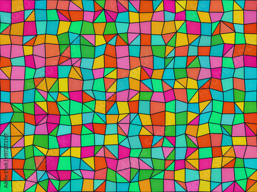 Bold Stained Glass Mosaic Vivid Colors Dark Leading Background