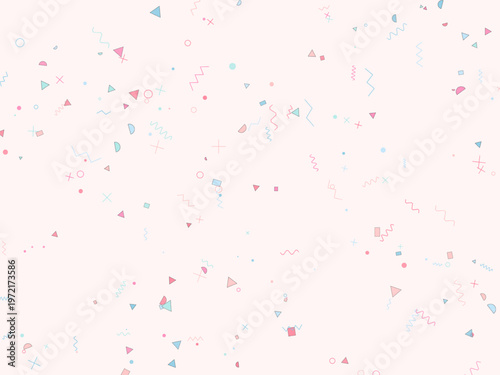 Playful Memphis Style Scattered Confetti Modern Design Pattern