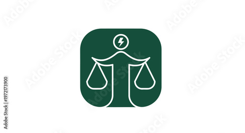 Green Justice Symbol Icon Representing Law and Legal System.