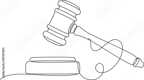 Judge gavel. Continuous line drawing.