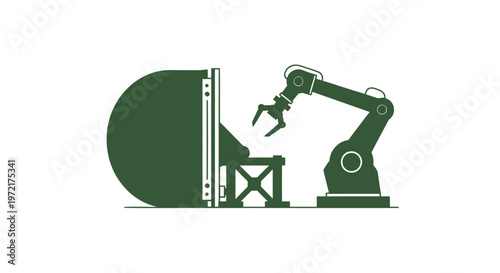 Industrial Robotic Arm Performing Automated Manufacturing Process in Production.