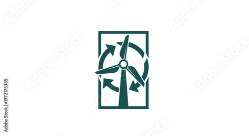 Green Wind Turbine Icon Representing Renewable Energy and Sustainability.