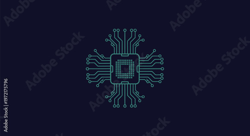 Intricate Circuit Board Design - A Digital Technology Illustration.