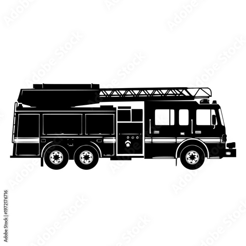 Fire truck with ladder and water tank compartment for emergency response