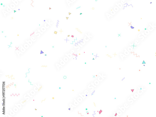 Trendy Memphis Design Scattered Shapes Vibrant Vector Pattern