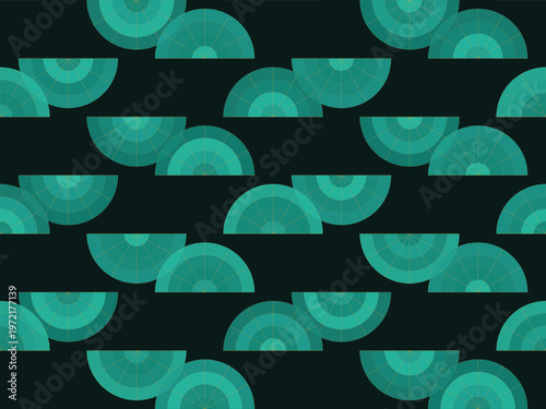 Art Deco Sunburst Fan Ornamental Gold Black Premium Pattern