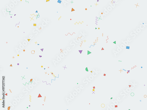 Playful Memphis Style Scattered Confetti Modern Design Pattern