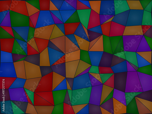 Bold Stained Glass Mosaic Vivid Colors Dark Leading Background