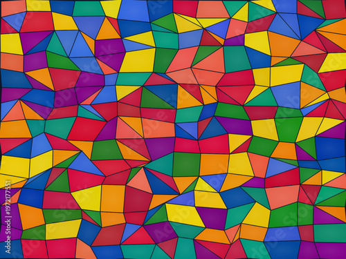 Gothic Stained Glass Window Colorful Polygon Mosaic Wallpaper