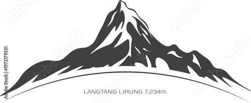 Langtang Lirung 7234m labeled mountain silhouette vector Nepal Himalaya peak minimal alpine illustration