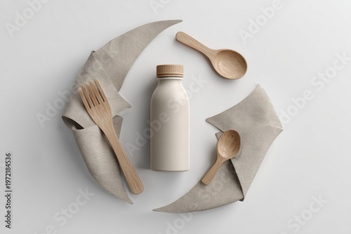 Eco-friendly zerowaste kit bottle spork and spoon for sustainable living at home