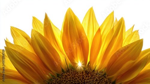 Sunlight illuminating sunflower petals nature photography outdoor setting close-up view