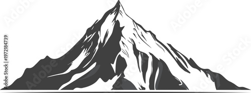 Langtang Lirung sharp ridge mountain vector expressive alpine silhouette Nepal Himalaya peak design