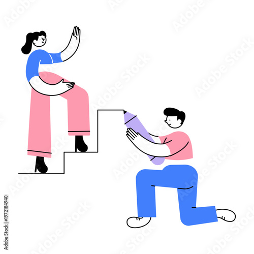 Flat style illustration of team support