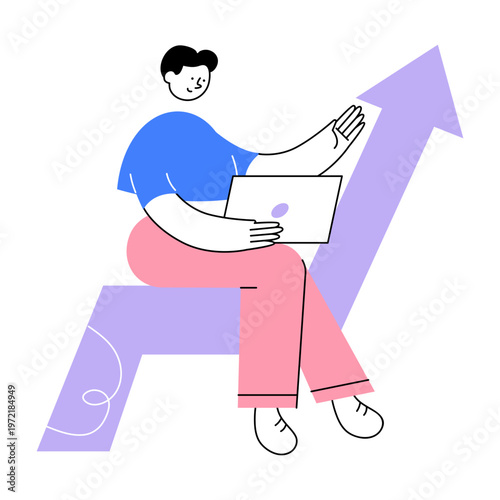 A flat style illustration of business growth