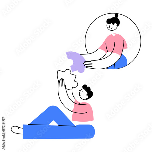 A flat style illustration showing problem solving