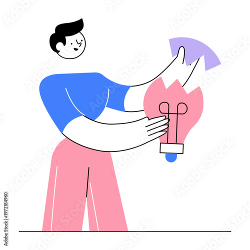 A flat style illustration showing a business solution