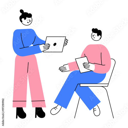 A flat style illustration representing a meeting