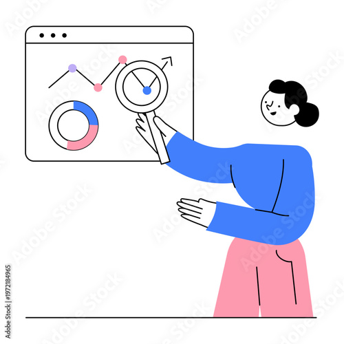 A flat style illustration showing a statistician