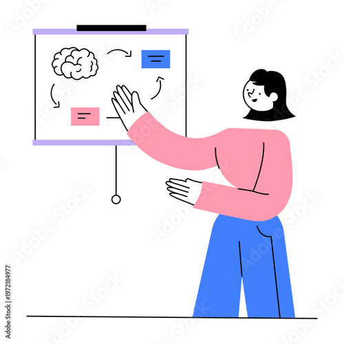 A flat style illustration representing brainstorming