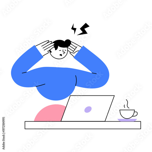 A flat style illustration showing work overload
