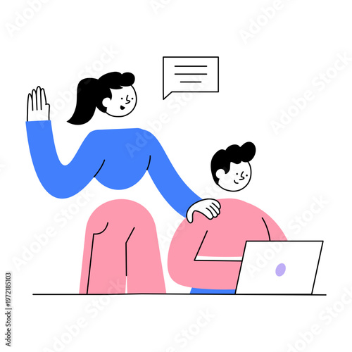 A flat style illustration showing mentorship