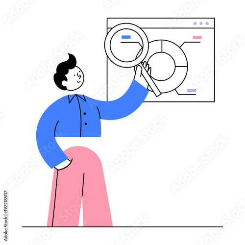 A flat style illustration showing data exploration