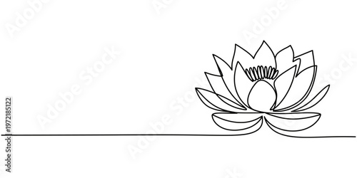 Lotus flower one line drawing minimalist floral nature illustration
