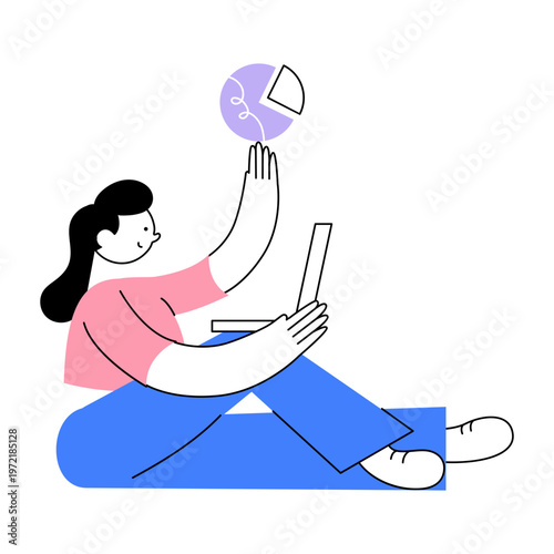 A flat style illustration showing online stats