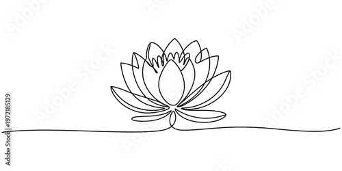 Lotus flower one line drawing minimalist floral nature illustration