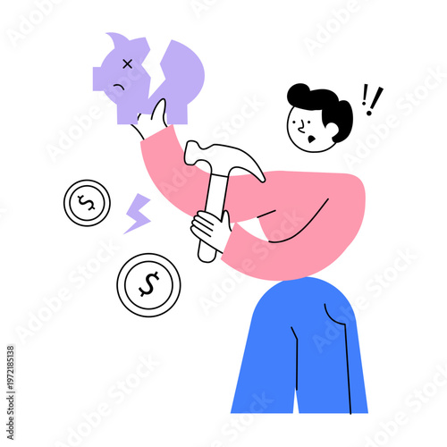 A flat style illustration showing a business loss