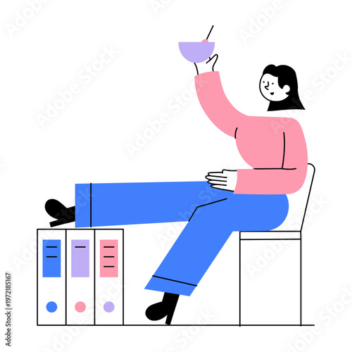 A flat style illustration showing flexible work