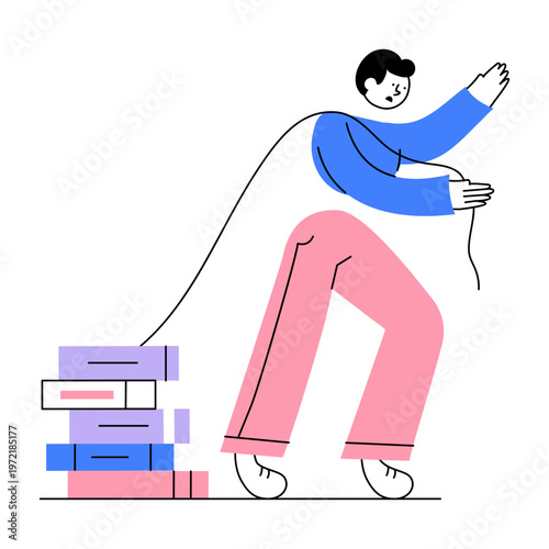 A flat style illustration representing office workload