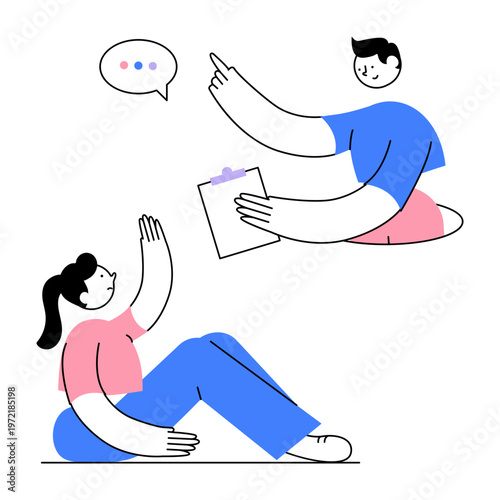 Flat style illustration showing online guidance