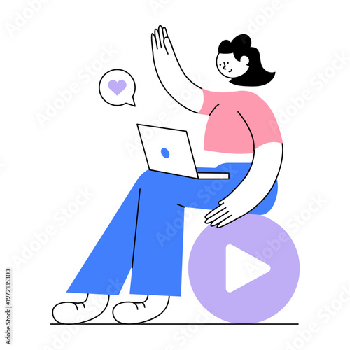 An illustration of live streaming designed in a flat style