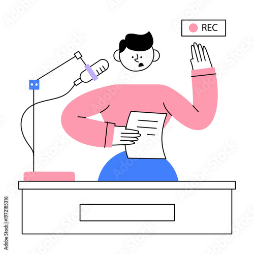 A flat style illustration showing live reporting