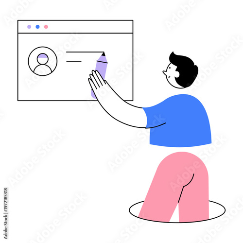 Flat style illustration showing a person writing comments