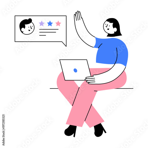 An illustration of an online review designed in a flat style