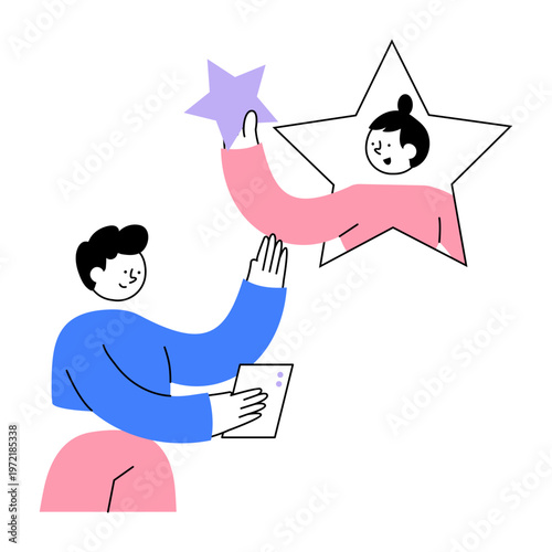 Flat style illustration showing client feedback