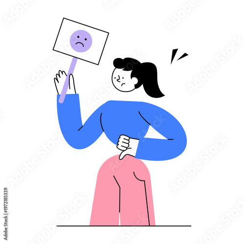 Flat style illustration showing negative feedback