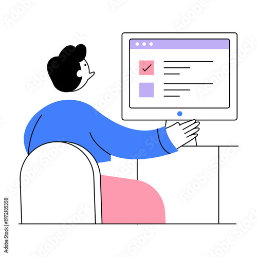 Flat style illustration showing a submit survey